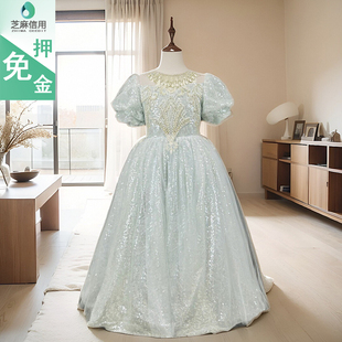 租赁儿童加大码亮片礼服胖女童生日主持朗诵唱歌弹琴演出服装定制