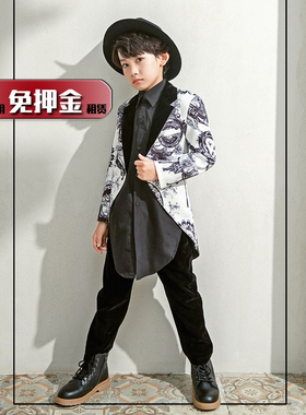 钢琴西服出租儿童英伦风燕尾西装租赁男童走秀创意个性礼服潮CF42