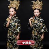 出租儿童模特比赛国潮演出服租赁女童宝宝复古风元 素凤冠潮服GC62