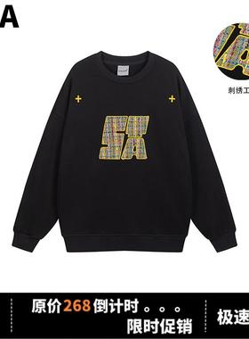 STA GJDP新款美式复古高端刺绣宽松圆领卫衣加厚情侣男女秋冬款潮