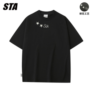 T恤男女情侣宽松ins半袖 五角星刺绣纯棉短袖 上衣 GJDP国潮美式 STA