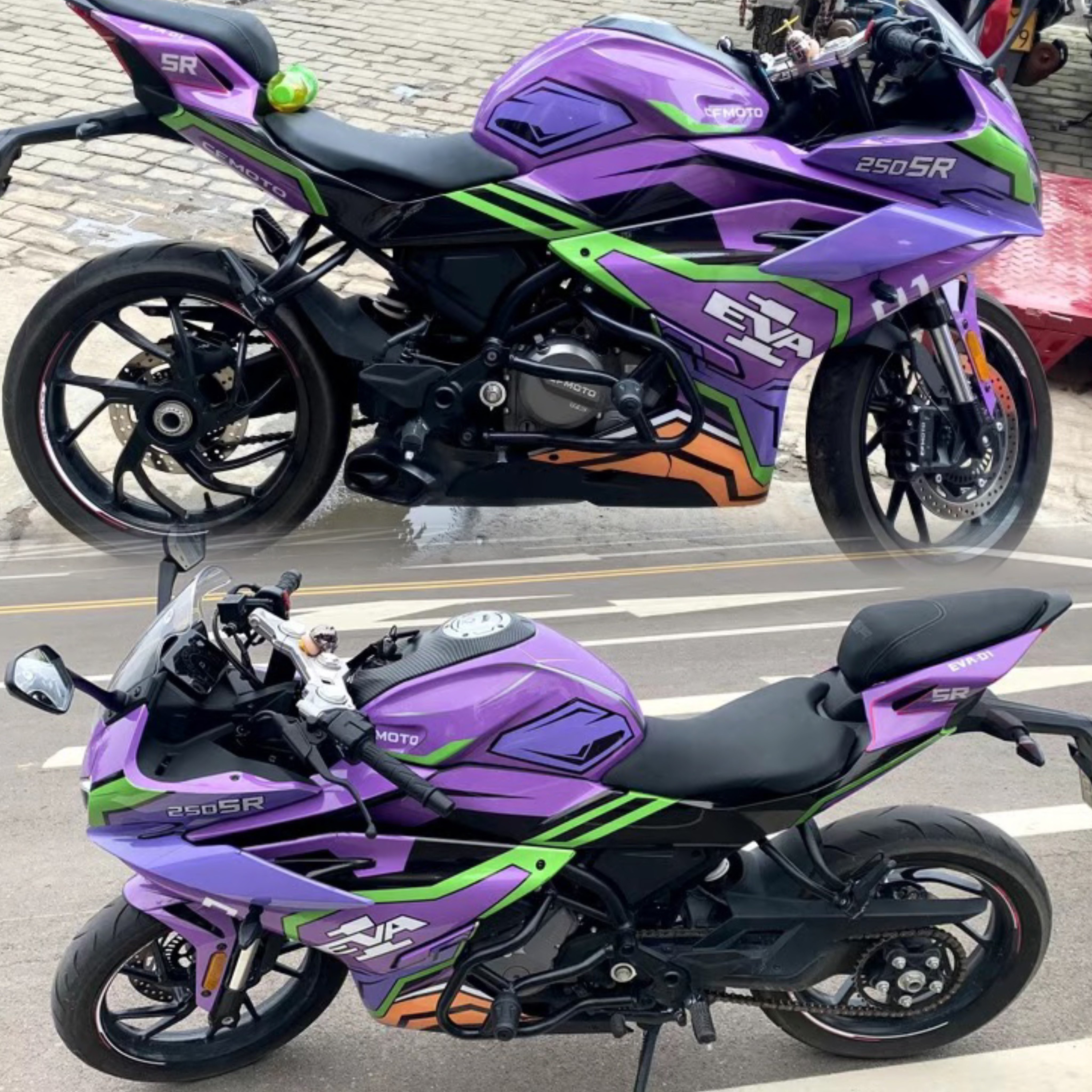 适用23款春风250sr-fun贴纸版画改装全车身个性改色膜版花 可定制