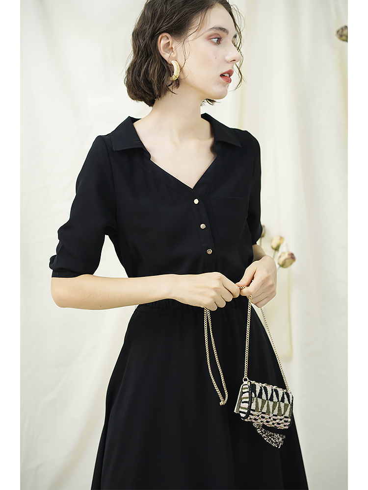 乃兮原创小清新田园碎花连衣裙衬衫领很仙的法国小众桔梗裙配腰带