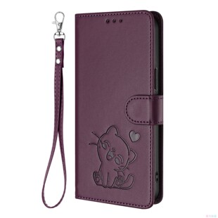 S25 S24 S21 ULTRA S20 S23 笑脸猫深紫适用GalaxyS26 S8皮套壳 Plus FE三星翻盖手机壳S10 S22