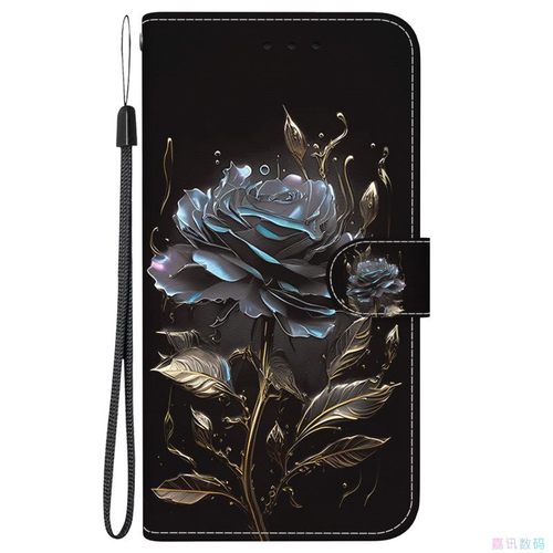 黑玫瑰适用Galaxy A10/A20/A30/A40/A50 三星翻盖手机壳A70 S/E皮套防摔保护套男女电话壳
