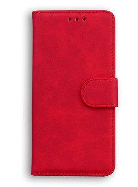 纯红色适用GalaxyS24/S23/S22/S21 5G三星翻盖手机壳S20/S10/S9/S8 Ultra/FE/PLUS/+皮套防摔保护套电话壳