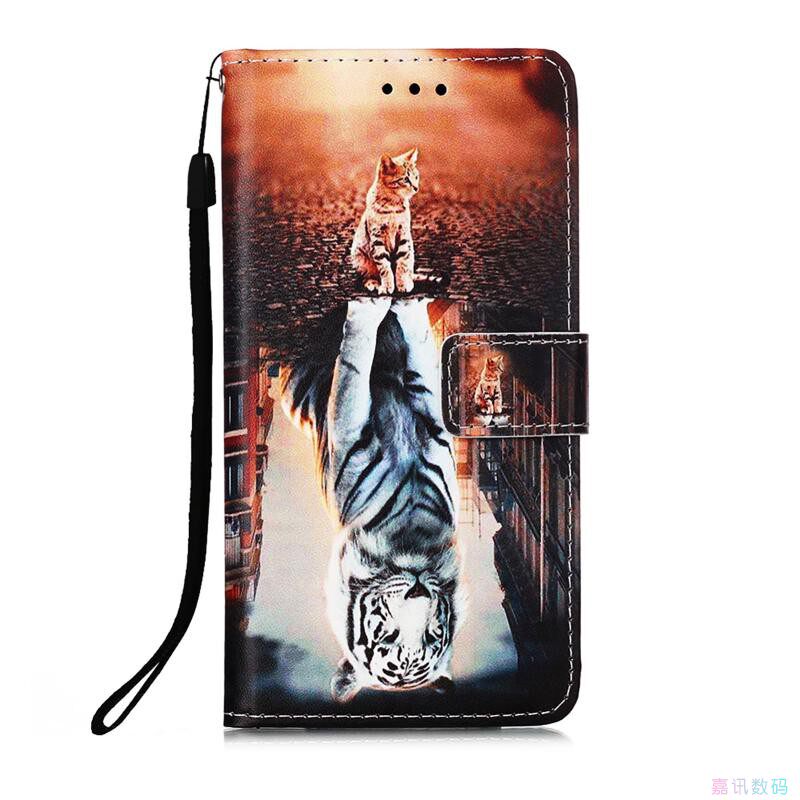 猫与老虎适用GalaxyS24/S23/S22/S21 5G三星翻盖手机壳S10/S9/S8 Ultra/FE/PLUS/+ 4G皮套防摔保护套电话壳