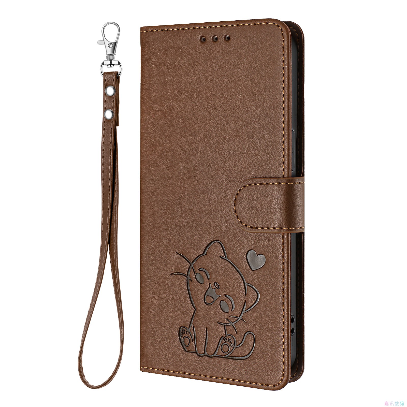 笑脸猫棕适用GalaxyS25/S24/S23/S22/S21 Ultra/Plus+/FE 5G三星翻盖手机壳S20/S10 4G皮套防摔保护套电话壳