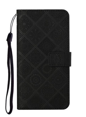 民族风黑适用GalaxyS25/S24/S23/S22/S21 Ultra/Plus+/FE 5G三星翻盖手机壳S20/S10 4G皮套防摔保护套电话壳