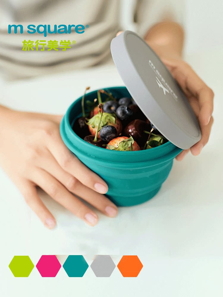 m square Outdoor Portable silicone folding bowl Picnic bowl Mouthwash cup Creative bowl Travel travel bowl Instant noodles