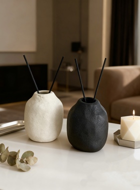 侘寂风陶瓷香薰摆件家居装饰中古酒店民宿卫生间洗手台香氛摆件