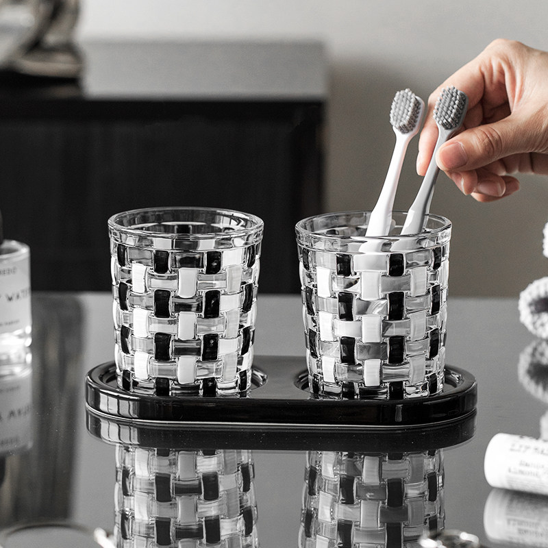 复古简约ins风经典黑白棋盘格玻璃漱口杯情侣洗漱杯刷牙杯牙缸杯,家庭/个人清洁工具,洗漱杯,淘宝优惠券,粉丝福利购,淘宝优惠卷