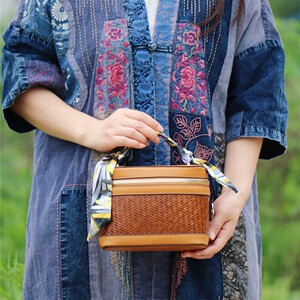 皮水桶竹编包竹子制作女包