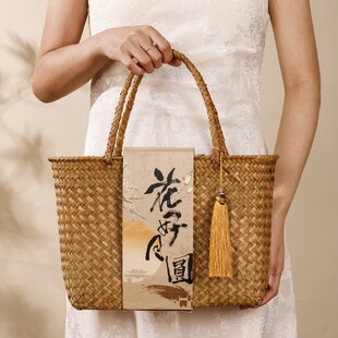 春节礼盒手工编织手提篮节日伴手礼糕点月饼包装盒公司感恩回礼