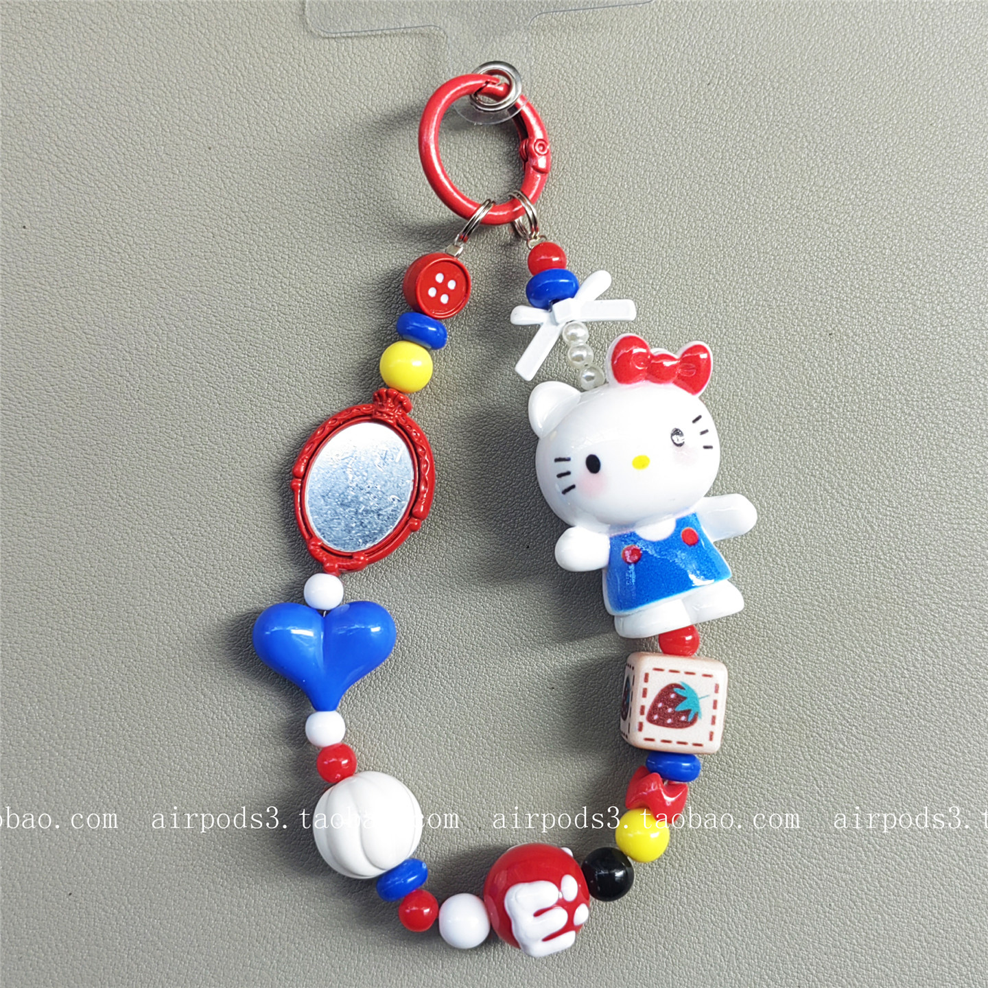 可爱HelloKitty串珠手机链包包挂件钥匙扣手机挂绳串珠手提链手腕,3C数码配件,手机挂件/手机链,淘宝优惠券,粉丝福利购,淘宝优惠卷