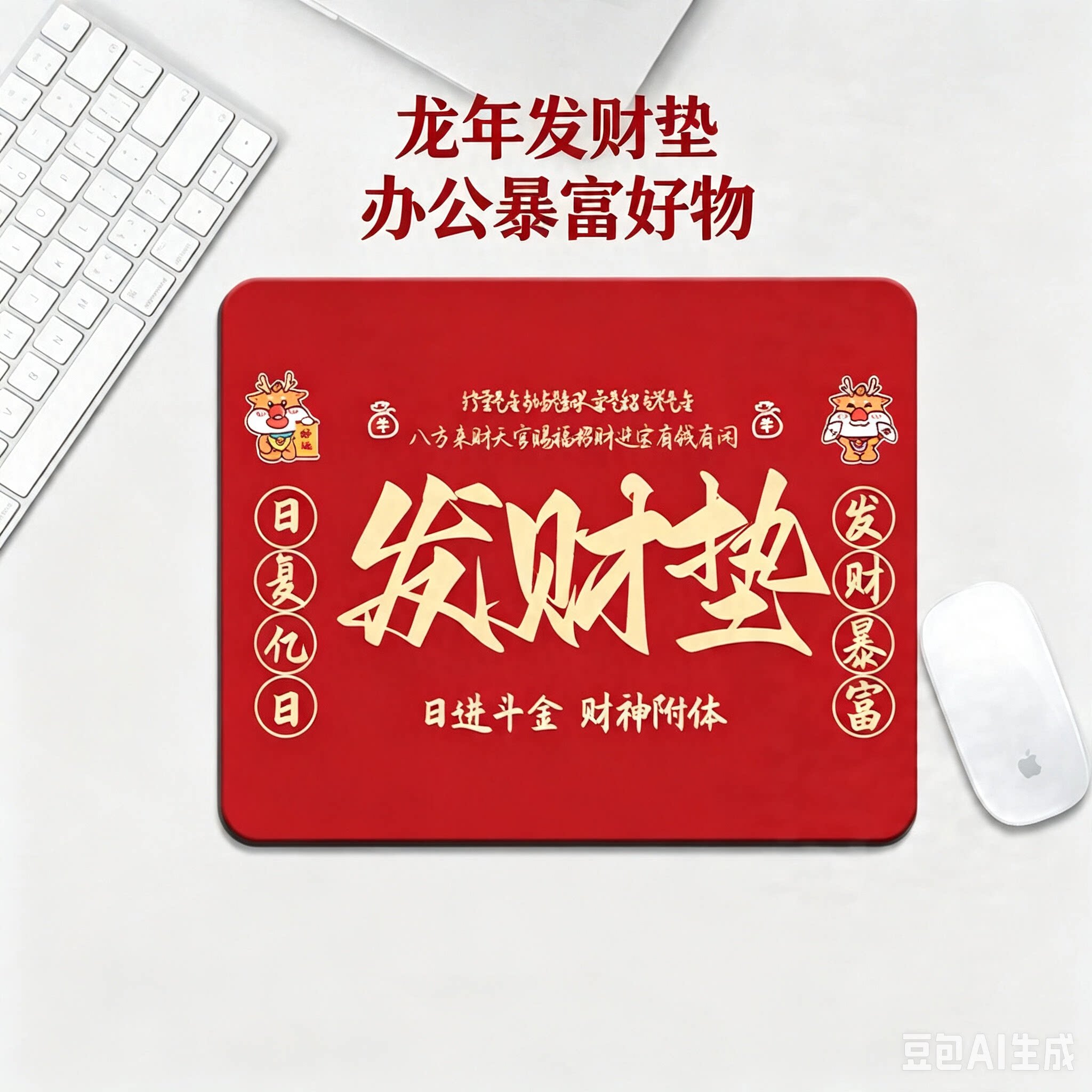 创意股票鼠标垫美好寓意加大号锁边橡胶垫发财鼠标新年垫