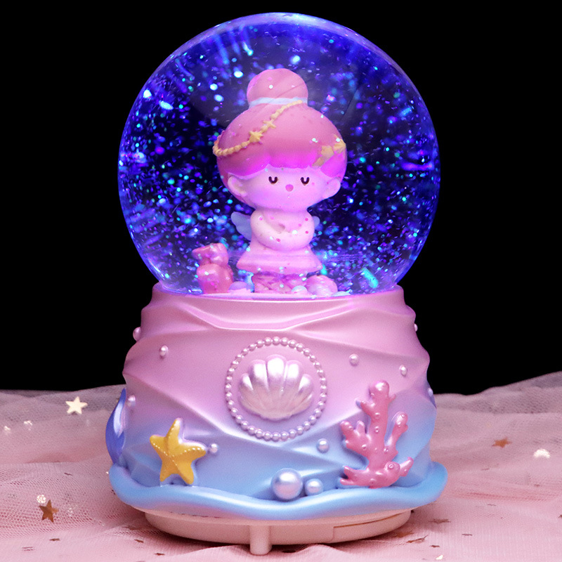星座天团摩羯天蝎水平座彩灯飘雪花水晶球音乐盒儿童女孩生日礼物
