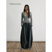 加厚运动休闲弯刀长裤 冬季 FAE 无为心境褶裥腰带廓形卫裤