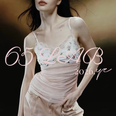 65LAB*千禧复古蕾丝网纱吊带