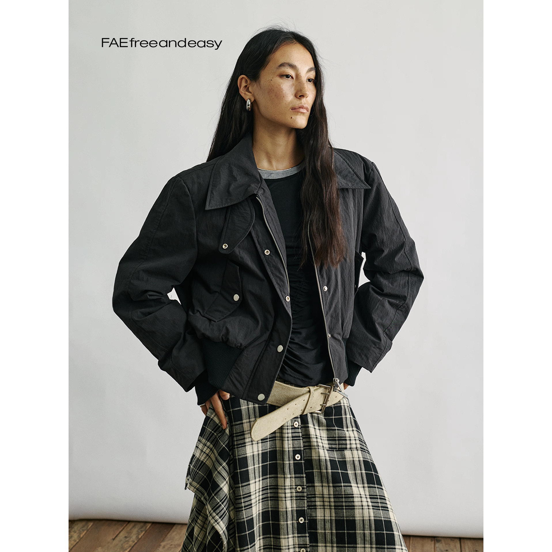 【FAE】无为心境立领收腰短款羽绒外套冬季飞行员夹克棉服加厚