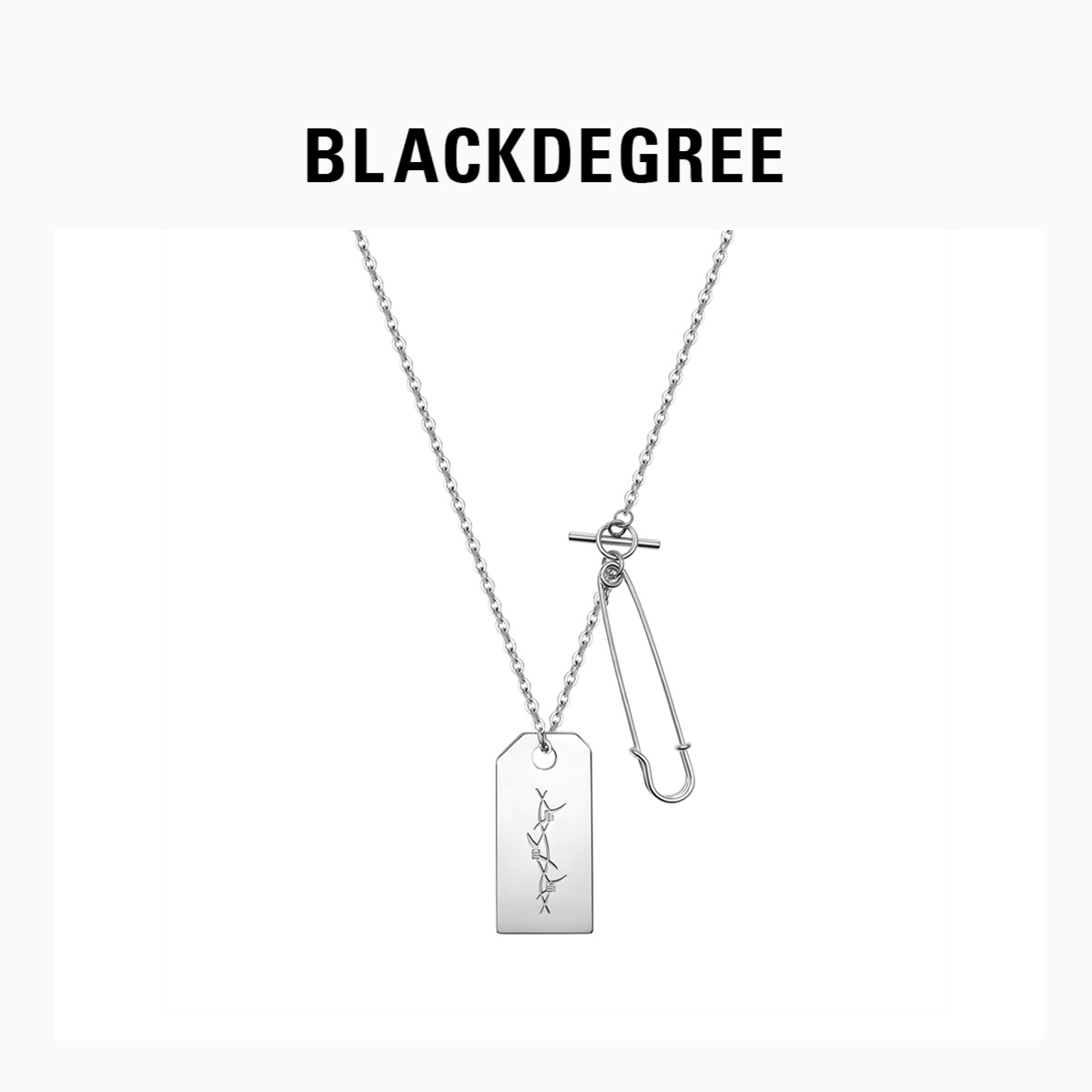 【黑度官方】钛钢防过敏项链嘻哈潮牌别针方牌高级百搭男女情侣款