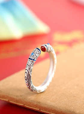 复古祥云999.9足银戒指