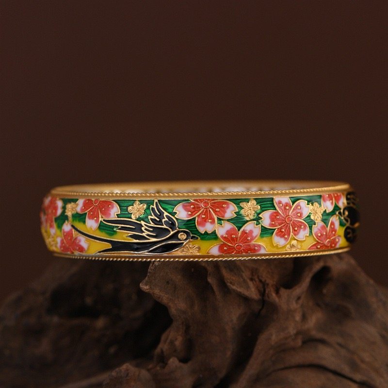 春暖花开足银999镂空手镯女闭口燕子中国宫廷风纯银镯子珐琅礼物,饰品/流行首饰/时尚饰品新,银饰手镯,淘宝优惠券,粉丝福利购,淘宝优惠卷