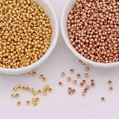 kc金色光面铜珠圆珠DIY手工古风发簪发饰材料流苏花心隔珠配件头