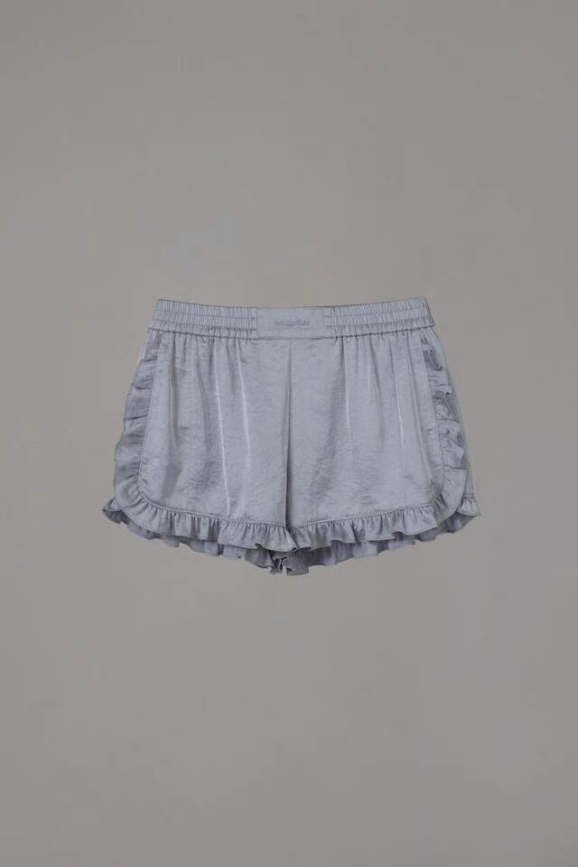 现韩国正品代购overdue flair~女2025春甜美高腰显瘦褶皱花边短裤