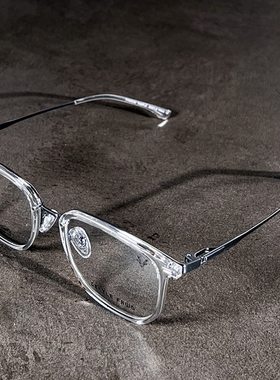大方框透灰潮流眼镜框纯钛韩版复古大脸镜架男可配镜片近视眼镜女