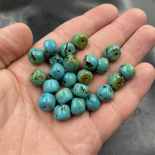 四海玉器 优化绿松石老型珠散珠 算盘珠筒珠散批 特价