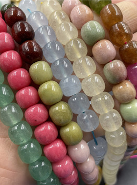 DIY饰品配件10毫米浅绿色苹果珠玉石散珠 桃花玉老形珠散批 蓝色