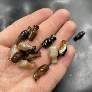 四海玉器 DIY饰品配件缠丝玛瑙花瓶散珠 咖色玛瑙宝瓶通孔珠子