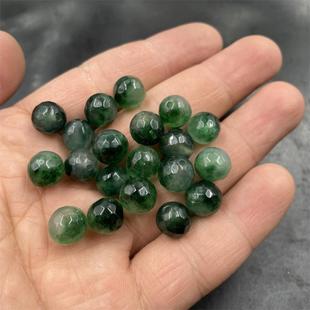 四海玉器 DIY饰品配件10毫米切面飘花玉珠子 仿独龙玉切面圆珠