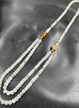 四海玉器 新款白底青天山翠玉老型珠双层项链 精美女款毛衣链