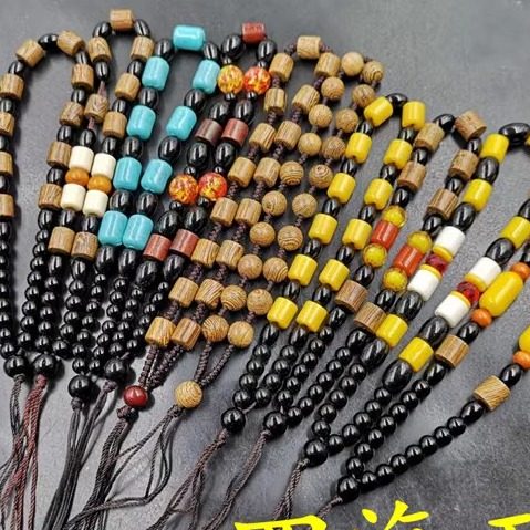 天然鸡翅木手工编织把件