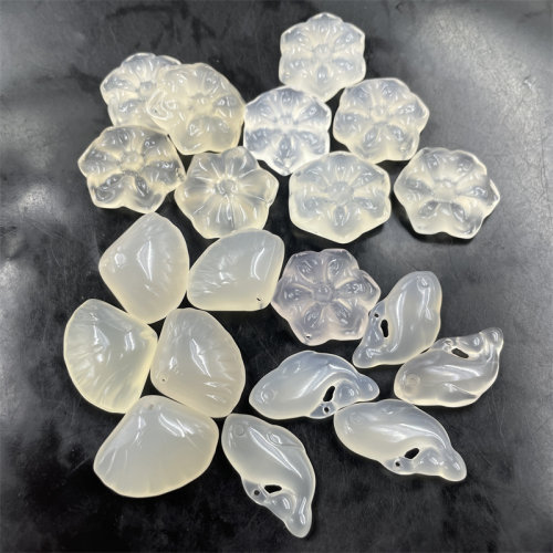四海玉器 冰种白玉髓贝壳吊坠 白色玛瑙小海豚挂件 莲花玉坠