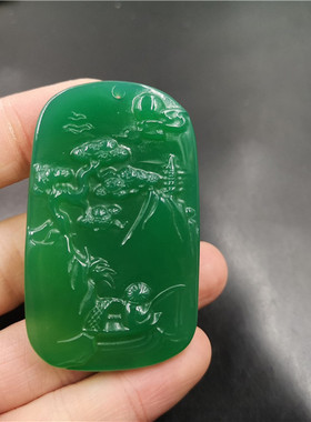 新款翠绿色玉髓玛瑙毛衣链挂坠