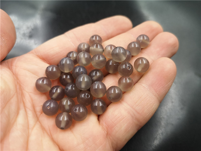 四海玉器 diy饰品配件8毫米冰种灰玛瑙圆珠散珠 灰色玉髓珠子散批