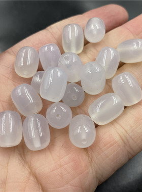 四海玉器 天然正品白玉髓桶珠散珠 白色玛瑙筒珠长珠 散批 特价