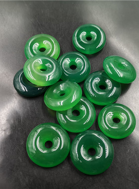 四海天然绿玉髓吊坠玛瑙平安扣