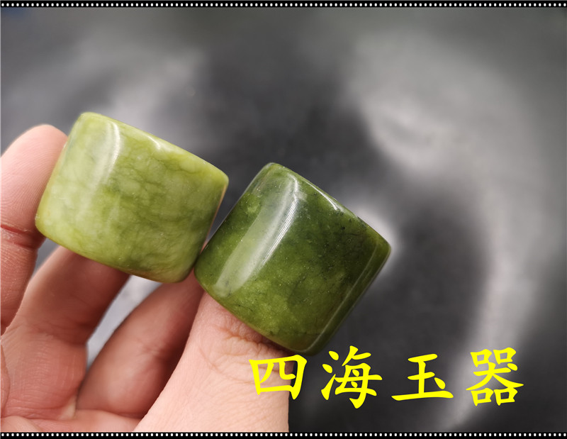 四海玉器 天然正品南玉扳指 男款深绿色玉扳指 指环 特价