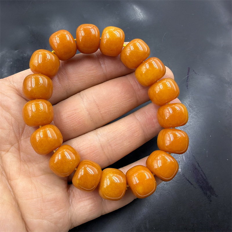 四海玉器 新款黄玉算盘珠手链 黄龙玉老型珠手串