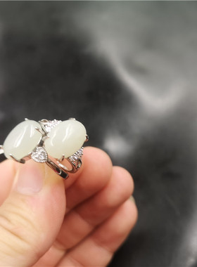 四海玉器925银镶嵌和田可伸缩