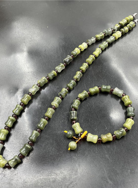 绿色新疆项链女款手串玉竹节