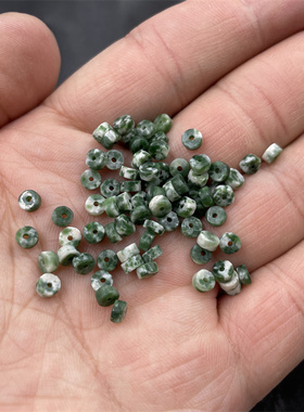 四海玉器 DIY饰品配件4毫米绿色鲁山玉隔珠隔片 小号平安扣三种