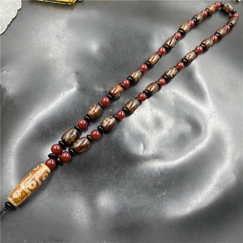 四海玉器 藏式复古西藏天珠玛瑙毛衣链 万字老玛瑙项链 特价