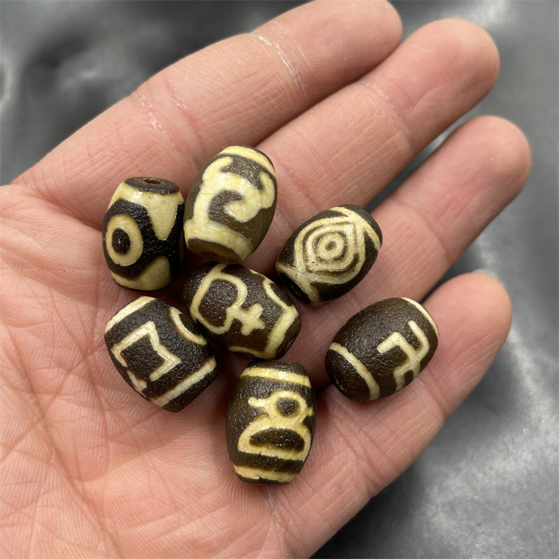 diy饰品配件复古做旧包浆凤眼天珠玛瑙勒子 一眼筒珠 财神 宝瓶