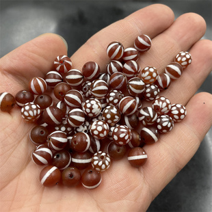 8毫米红色满天星天珠玛瑙圆珠散珠 红色南瓜珠 一线红玛瑙珠 黑色