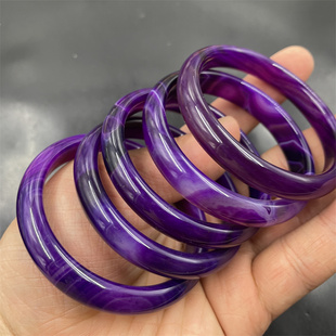小号紫色玉髓手镯 女款 玉镯子 葡萄紫玛瑙手镯 四海玉器